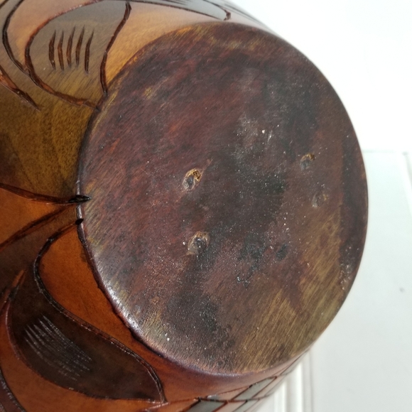 Hand Carved Wood Bowl Pineapple Engraved Fruit Bowl Cottage Country Farmhouse - Picture 16 of 16